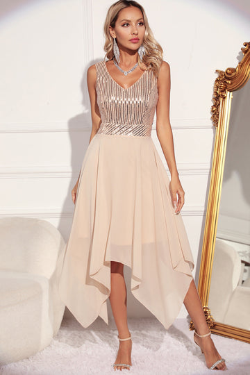 Sparkly Preto Verde V-Neck Tulle Cocktail Dress